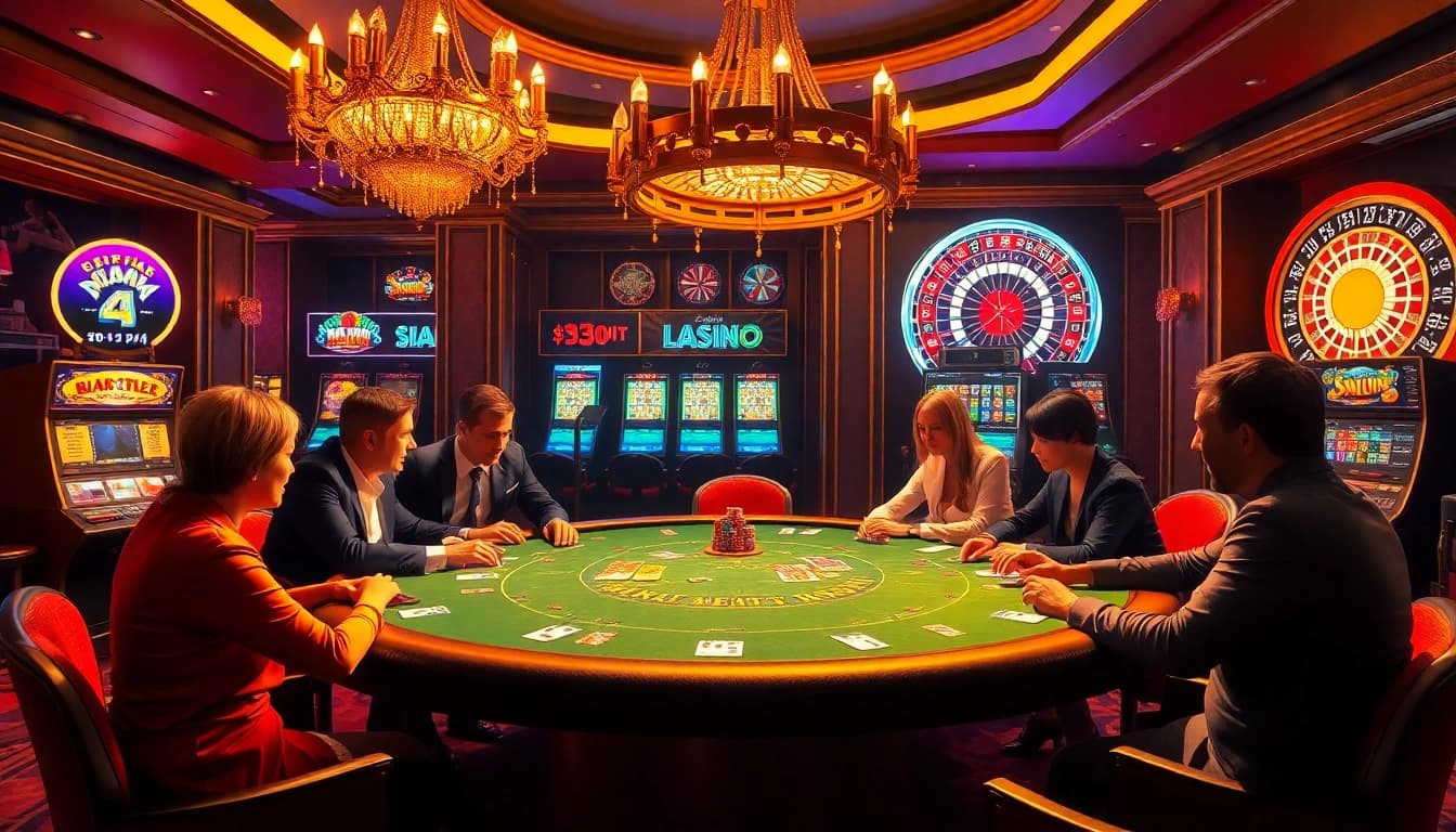 Experience the excitement at nhà cái 33win with a luxurious poker table scene featuring engrossed players.