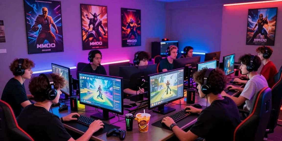 Engaged gamers exploring the MMOO platform in a vibrant gaming community.