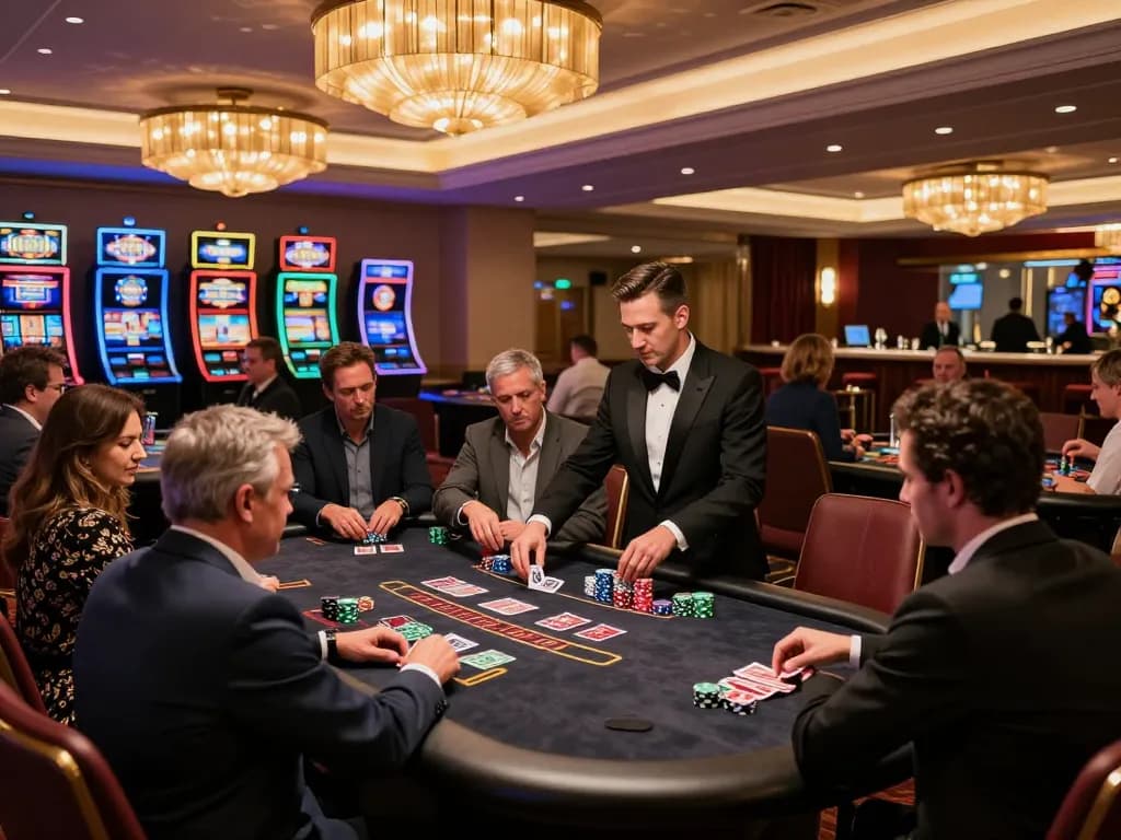 Engage in thrilling blackjack at 58win's luxurious casino, showcasing excitement and strategy in action.