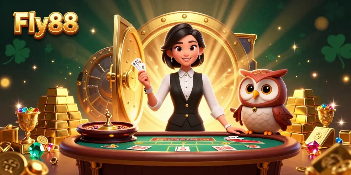 Experience thrilling gameplay at Fly88 with dealers and gold treasure, perfect for casino enthusiasts.