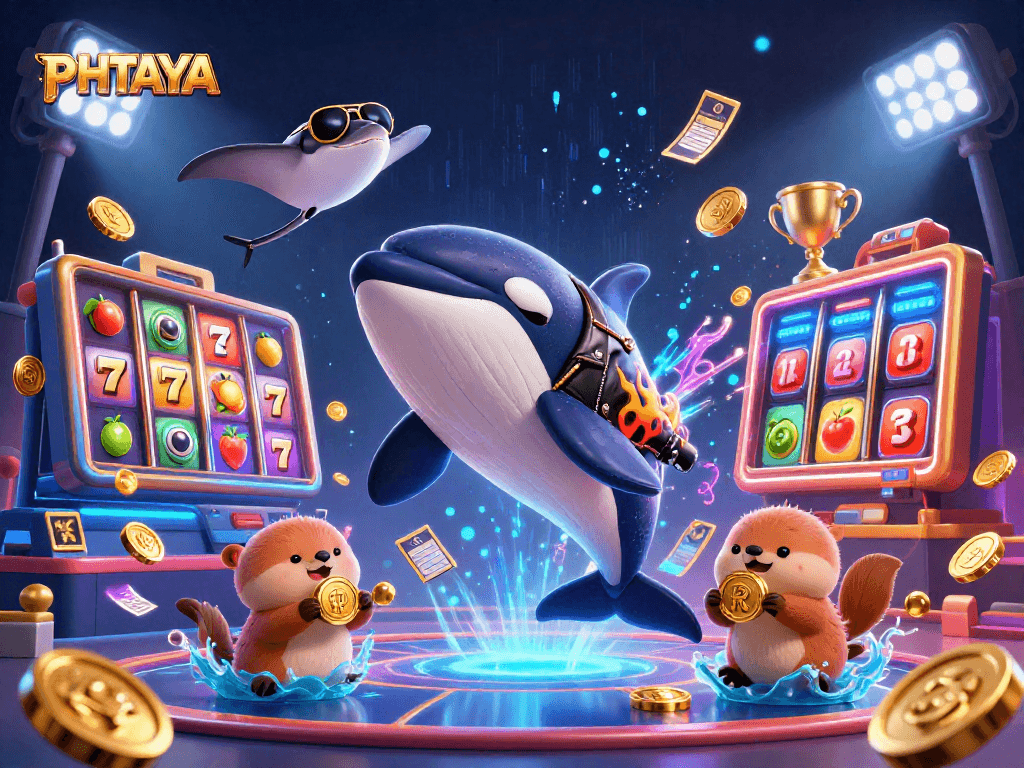 PHTAYA engages players with vivid 3D scenes of animated characters enjoying a fun-filled casino atmosphere.