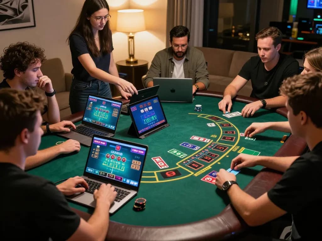 Experience strategic gameplay at Nhà Cái OKFUN, featuring players engaged in a live dealer blackjack game.