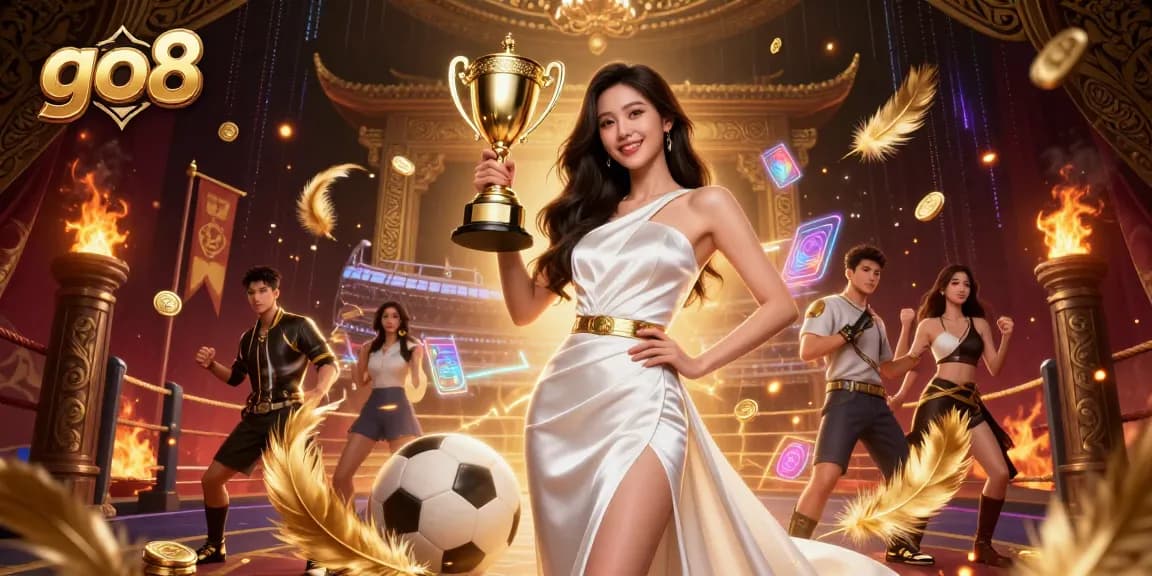 Experience the thrilling world of go8 with a stunning victory illustration featuring Asian glamour and sports betting elements
