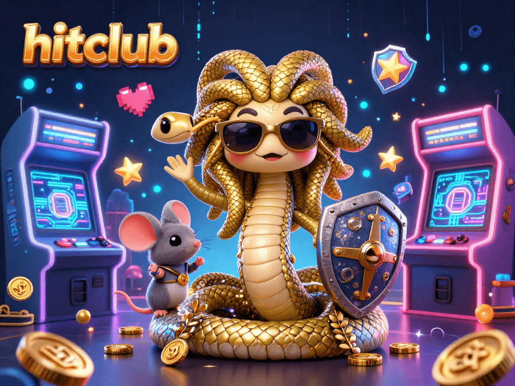 Hitclub showcases a vibrant 3D casino scene with Greek mythology characters and arcade elements.