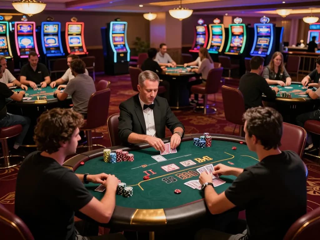 B52Club poker players strategically placing bets at a vibrant casino table
