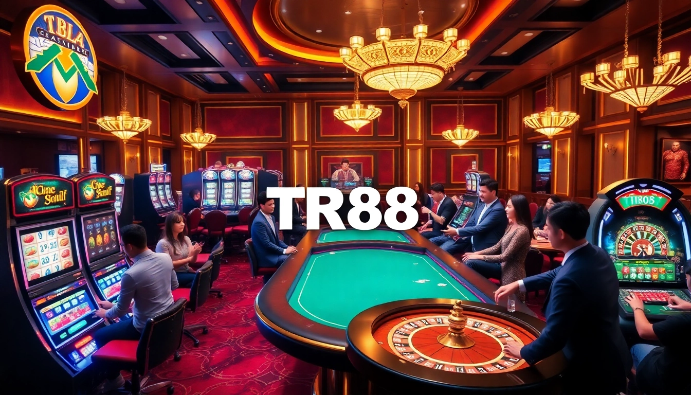 Engage in exciting TR88 online casino gaming with vibrant tables and thrilling slot machines.