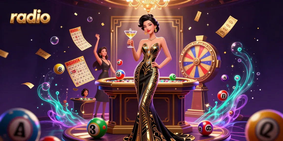 Experience thrilling gambling action with the radio-themed vibrant casino illustration featuring dynamic games.