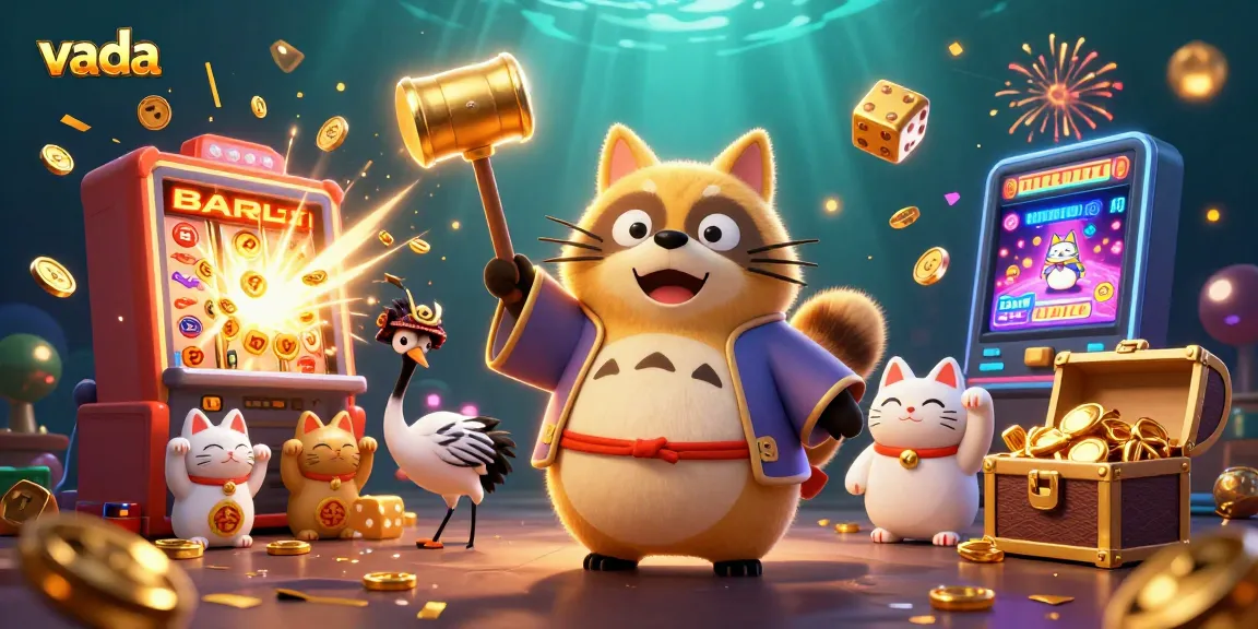 Experience the excitement of vada with a vibrant 3D casino scene featuring joyful characters and stunning game elements.