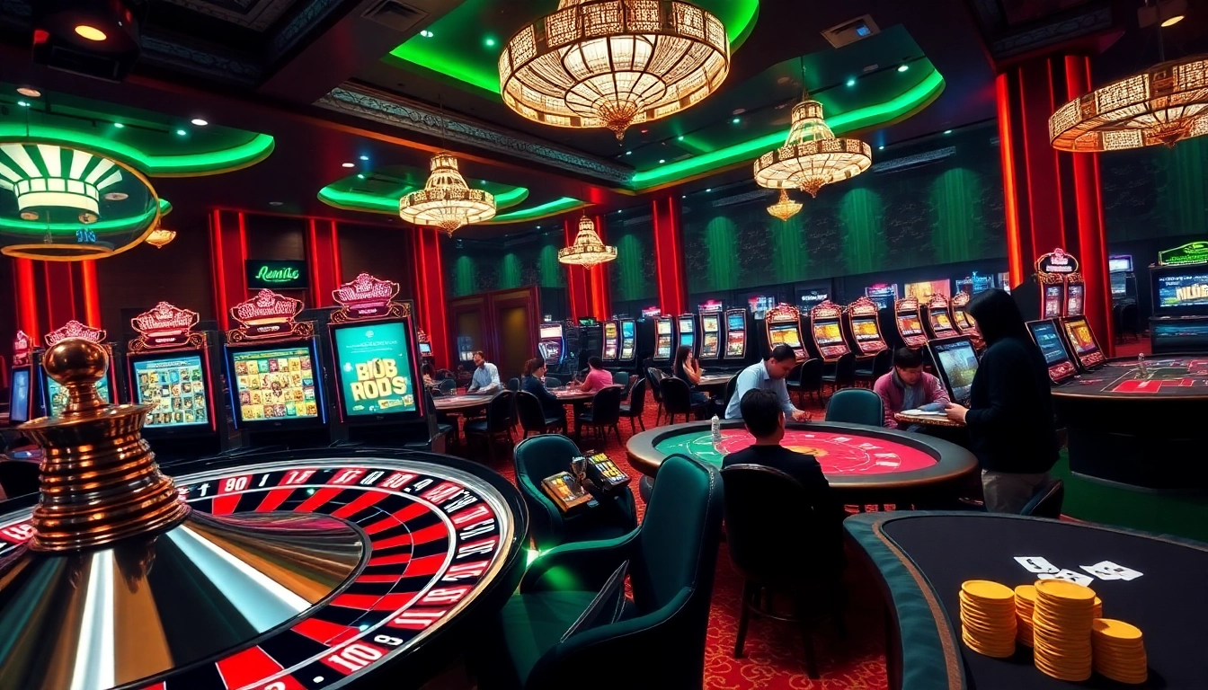MM88 players enjoying an exhilarating online casino experience with poker chips and roulette wheel.