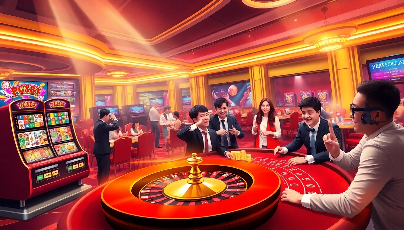 Experience thrilling gameplay at PG88 casino with engaging poker tables and vibrant slot machines.