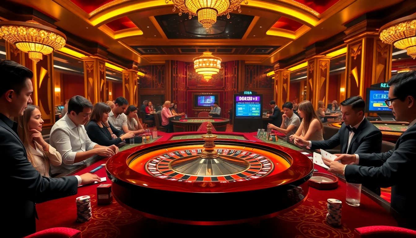 Players engaging in high-stakes betting at 65A casino's roulette table, showcasing excitement and luxury.