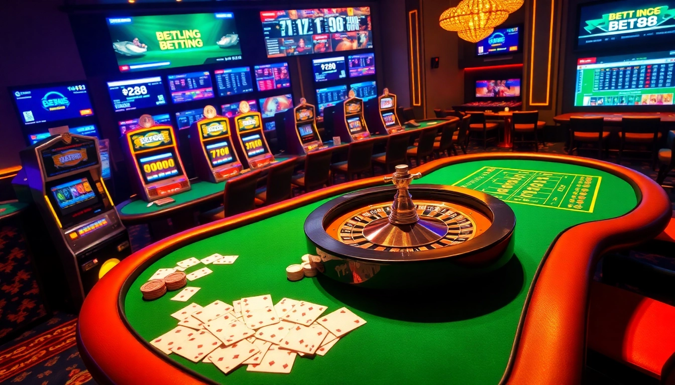 Exciting gaming experience at nhà cái bet88 with vibrant casino elements and live betting.
