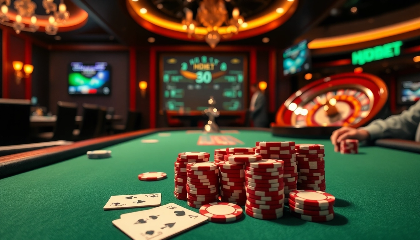 Experience high-stakes gambling with HDBET at a luxurious casino table.