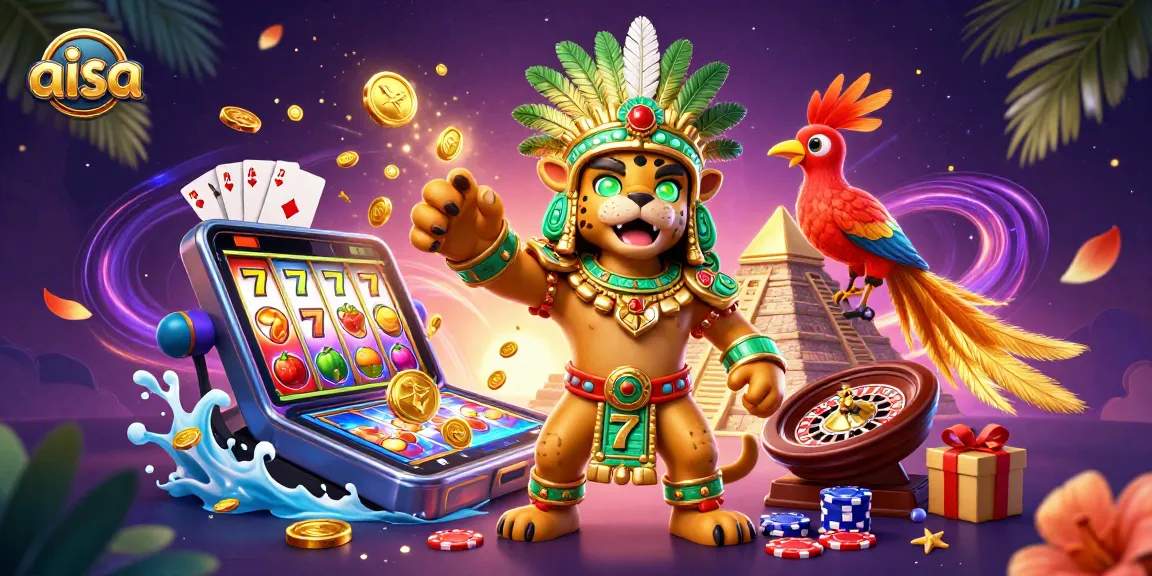 AISA showcases an engaging slot game with vibrant characters and dynamic casino action, capturing rich gambling elements.