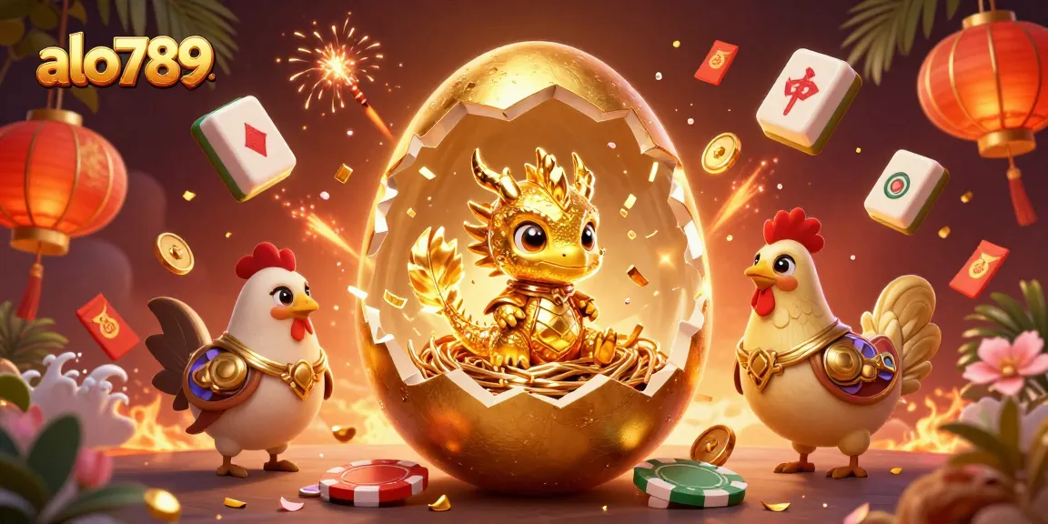 Alo789 offers an exciting gaming experience featuring a golden dragon and poker chips in a festive casino atmosphere.