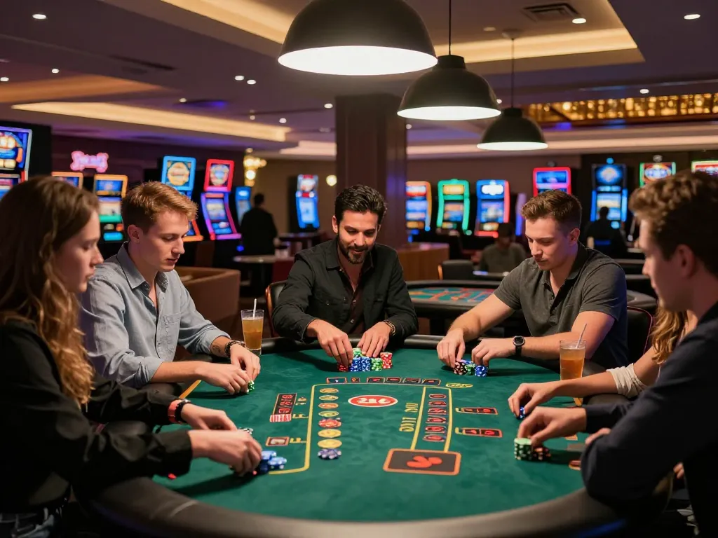 Kubet88 players enjoying a blackjack game, showcasing strategic moves and social interactions