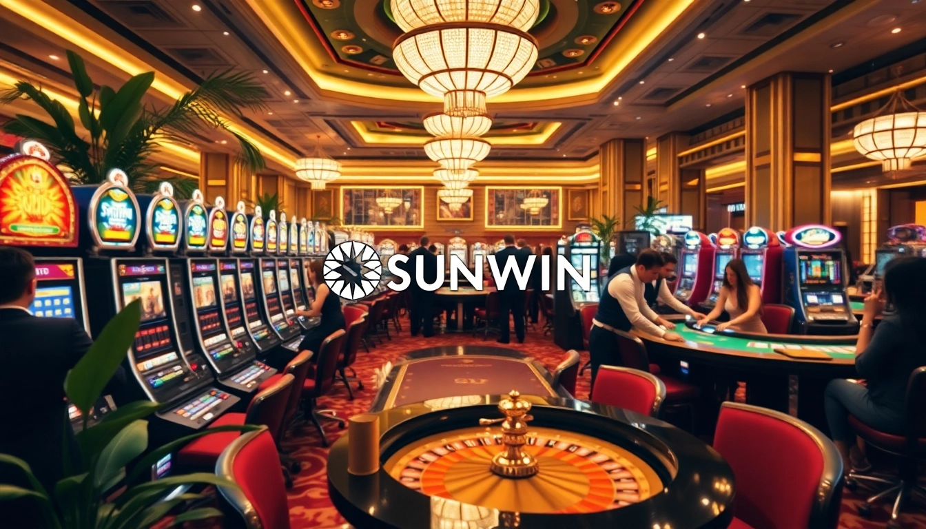 Winning at SUNWIN Casino: Exciting players at luxurious slot machines and poker tables.