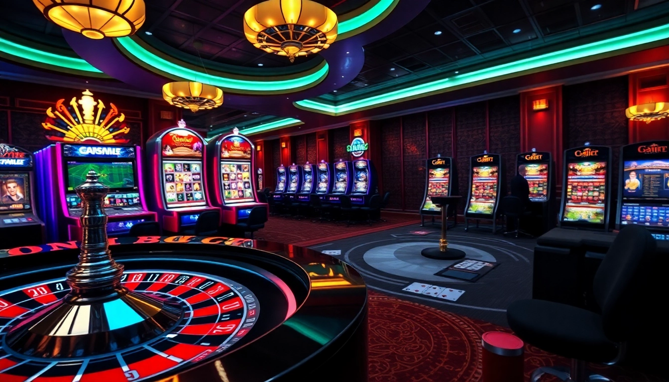 Visual representation showcasing 789f lừa đảo concerns in a dynamic online casino environment, featuring colorful slot machines and poker chips.