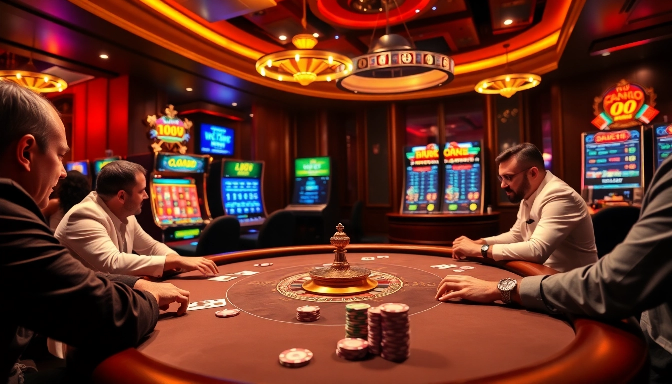Players battling at a high-stakes 88VV poker table with vibrant casino ambiance.
