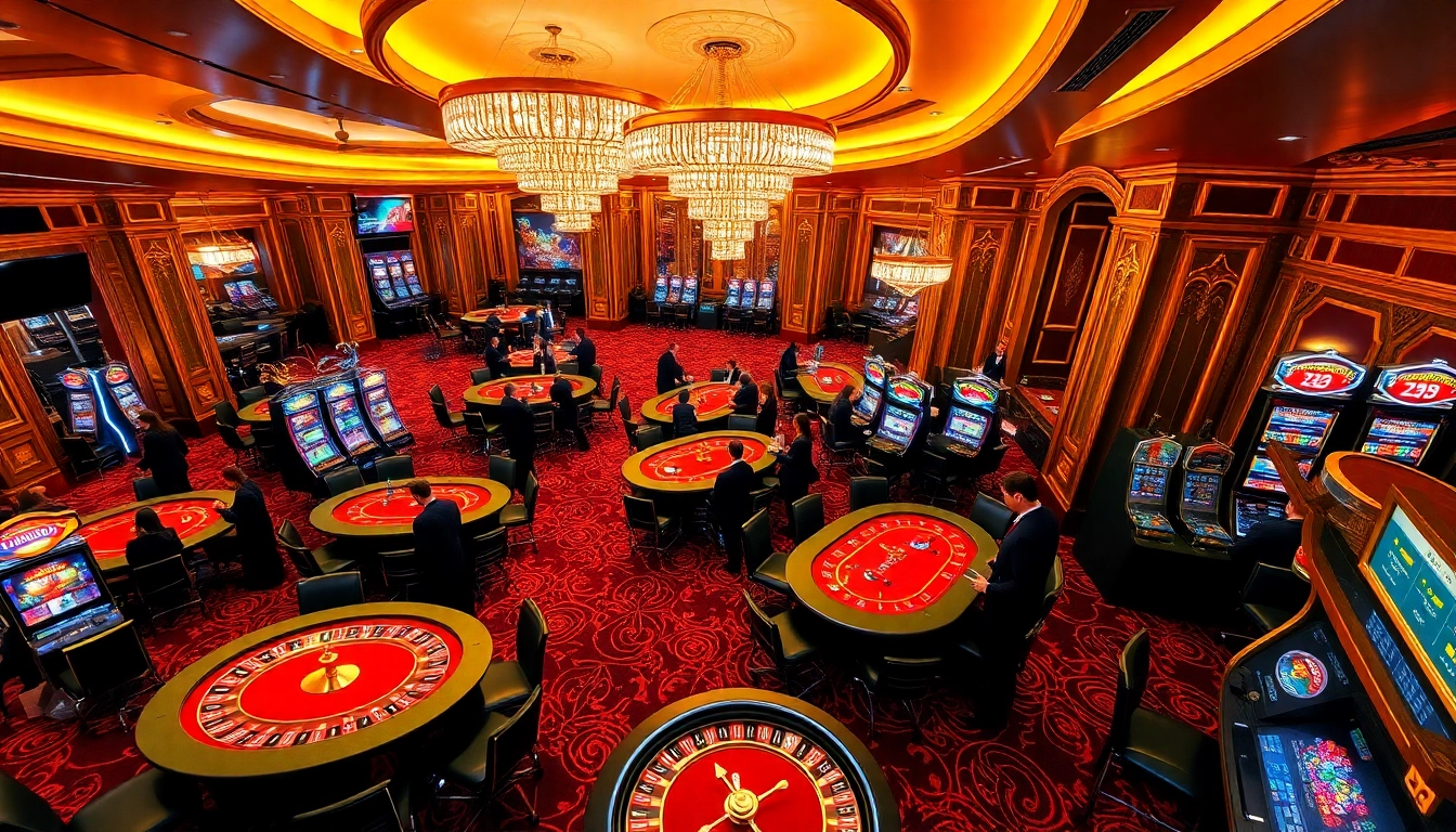 KJC gaming area with vibrant casino tables, luxury decor, and in-action players.