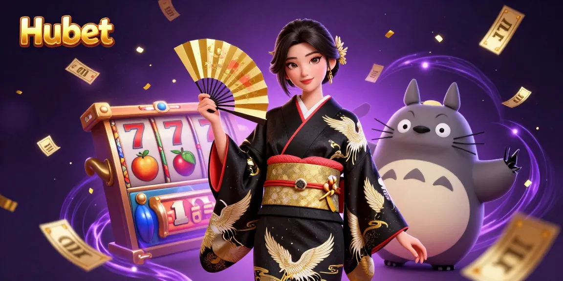 Engage with Hubet's exciting slot games featuring vibrant elements, colorful reels, and a festive atmosphere.