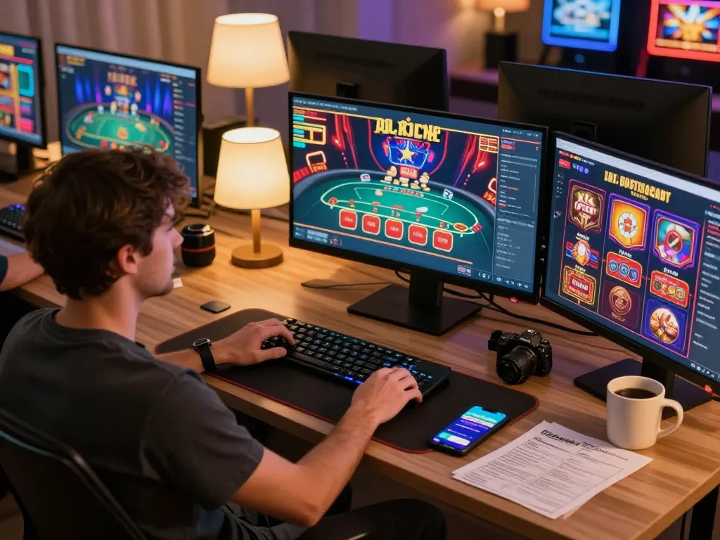 Engaged player immersed in online casino gaming with RED88 app on screen