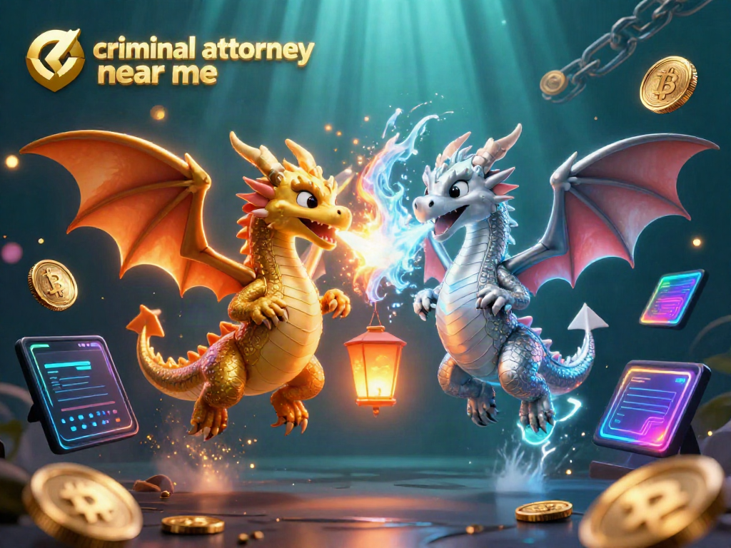 Engaging scene showcasing a criminal attorney near me, highlighted by gaming elements, with striking dragons and glow effects.