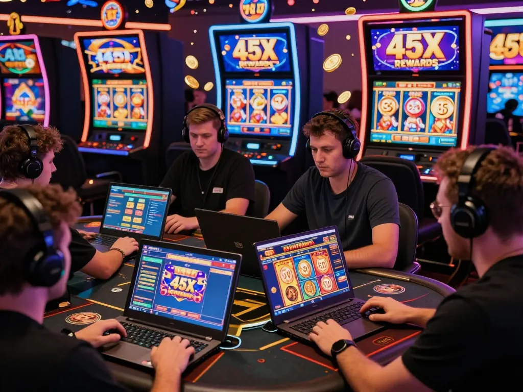Players enjoying the vibrant online casino 45X with exciting slot games and rewards.