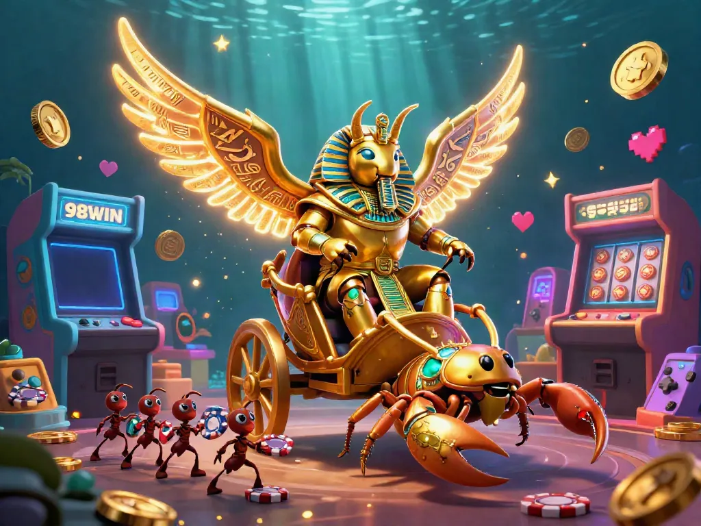 Experience the excitement of 98WIN with vivid characters and casino elements in this lavish digital art.