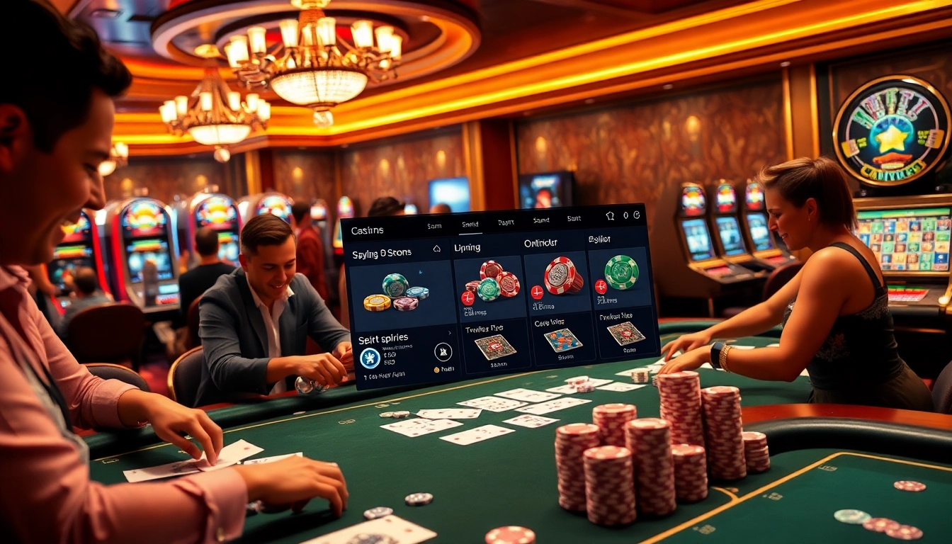 Exciting casino scene with enthusiasts enjoying various games and the dynamic interface of S8.