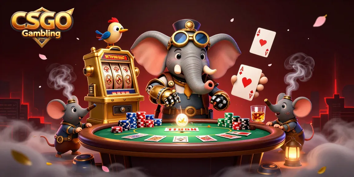 Skena Perjudian CSGO yang Menarik dengan karakter steampunk mengoperasikan mesin slot.