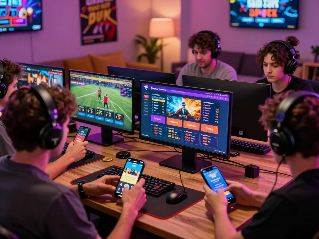 Engaging scene of users betting on Onbet platform, showcasing online gaming diversity and excitement.
