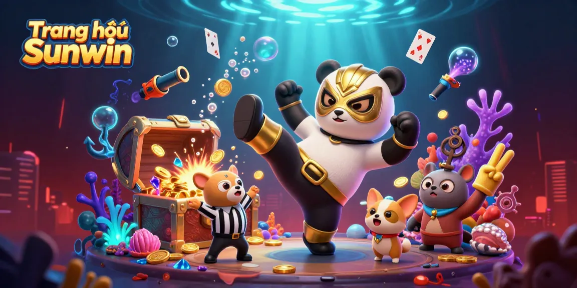 Catch thrilling action at Trang chủ Sunwin with animated characters, vibrant casino elements, and festive atmosphere.