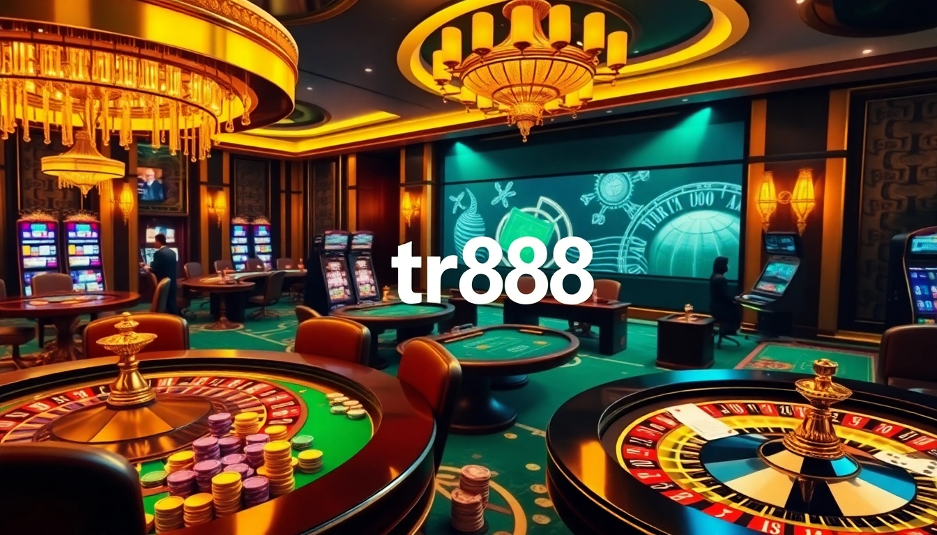 Experience the excitement of tr88's casino gameplay with vibrant tables and luxury betting elements.
