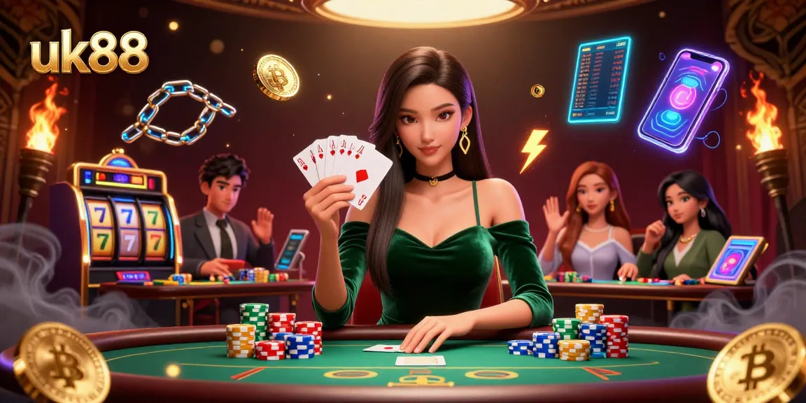 Win big at uk88 with stunning slots and a beautiful Asian dealer in an elegant casino.