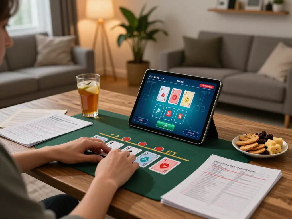 Engaging in live dealer blackjack on a tablet with OK8386, showcasing a responsible gambling experience