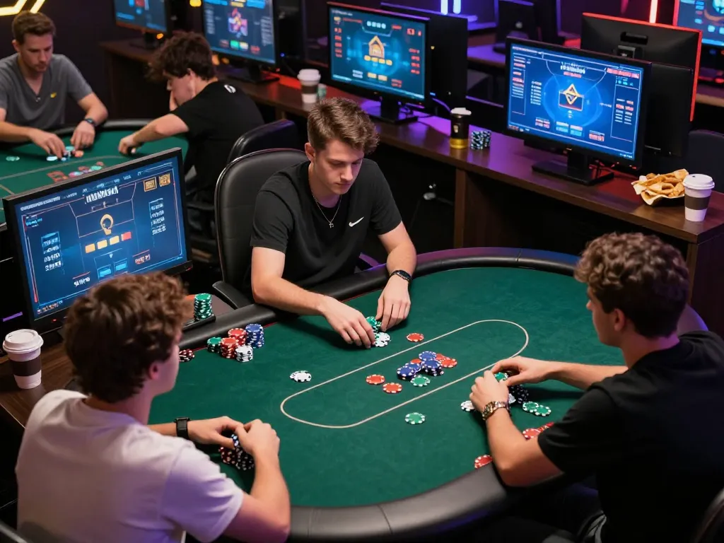Engaging players strategizing in an online poker game session with rwin strategies.