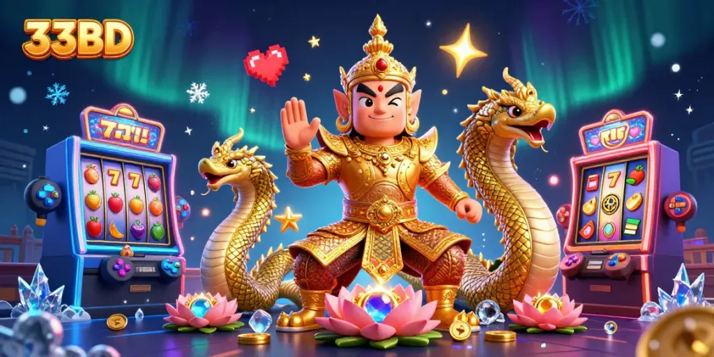 Experience thrilling slot games and casino excitement with 33BD, featuring vibrant characters and dynamic gameplay.