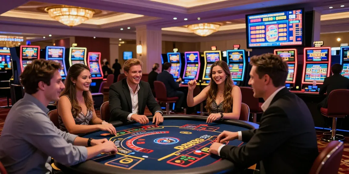 Exciting casino scene with friends enjoying XN88 gaming experience.