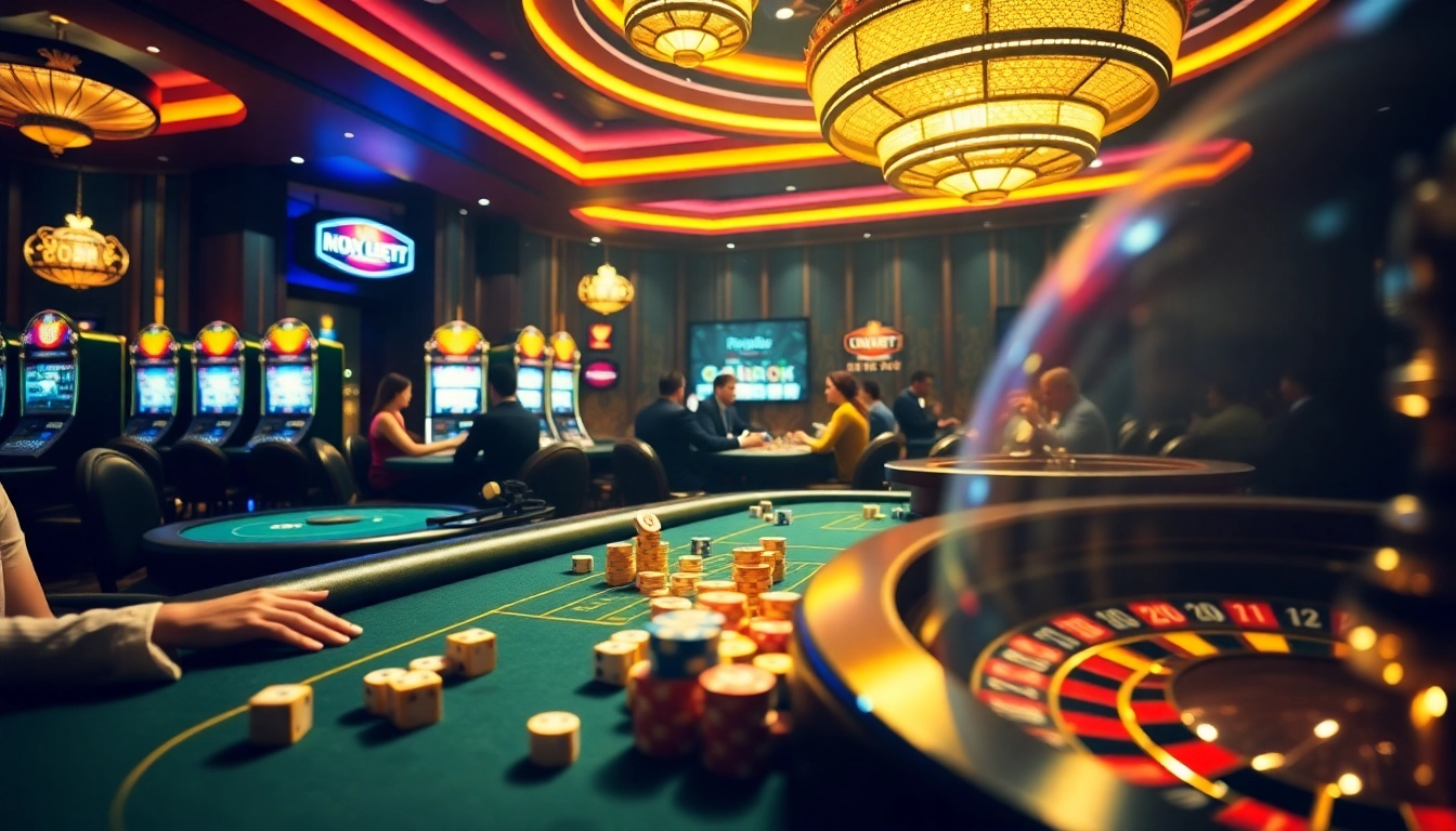 Experience the thrill of playing at 8kbet with vibrant casino tables and enthusiastic players.