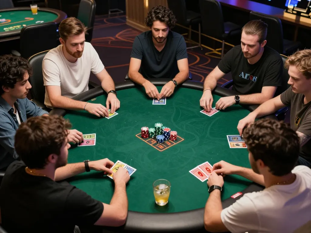 Players strategizing in a poker game at ALO8, highlighting engaging gameplay and social interaction.