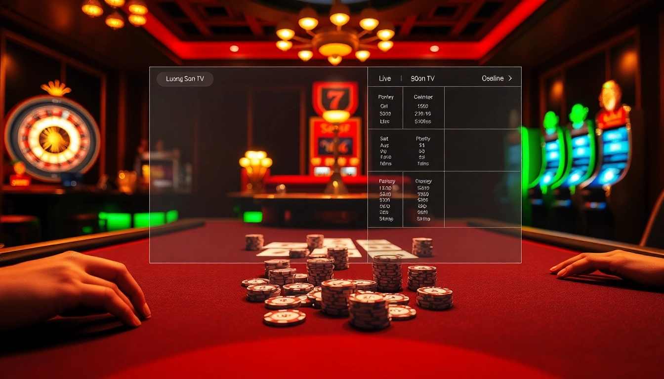 Experience the thrill of gaming at luong son tv with vibrant casino visuals featuring poker, roulette, and live betting.