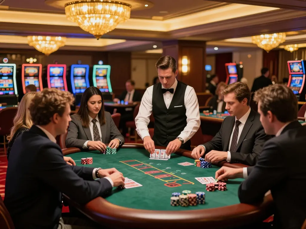 Players at a blackjack table enjoying their time at mb66 casino, engaging in strategic betting.