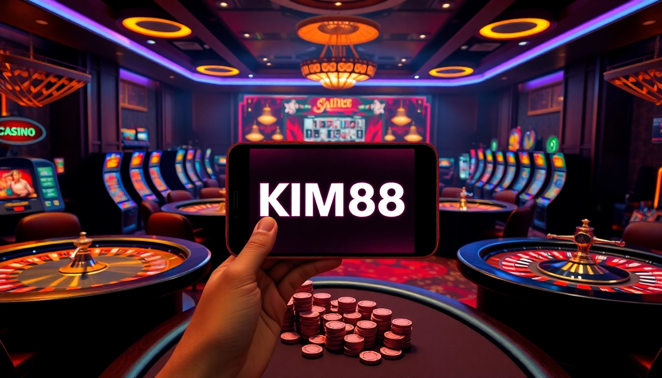 Engaging players at https://kim88.center/ enjoying a thrilling online gambling experience.