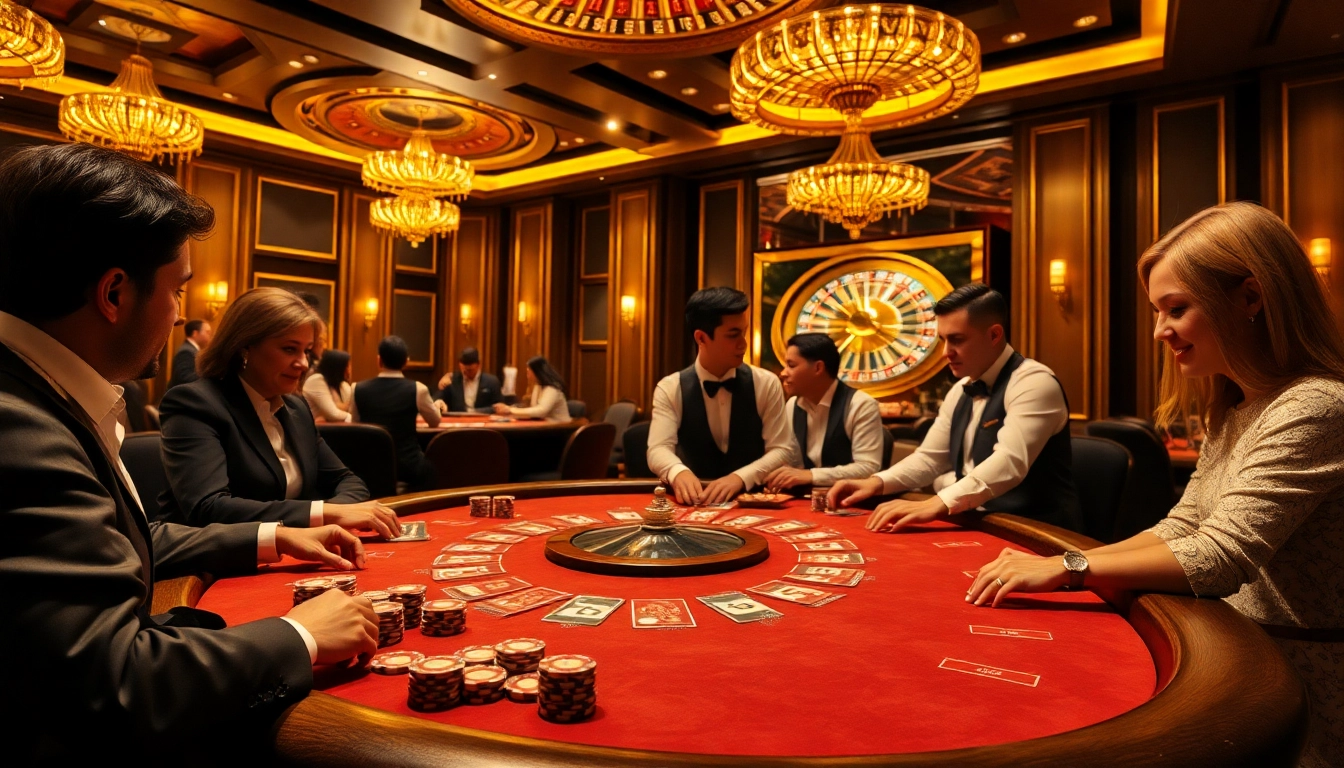 Engaging players at a luxurious poker table in the NK88 online casino environment.