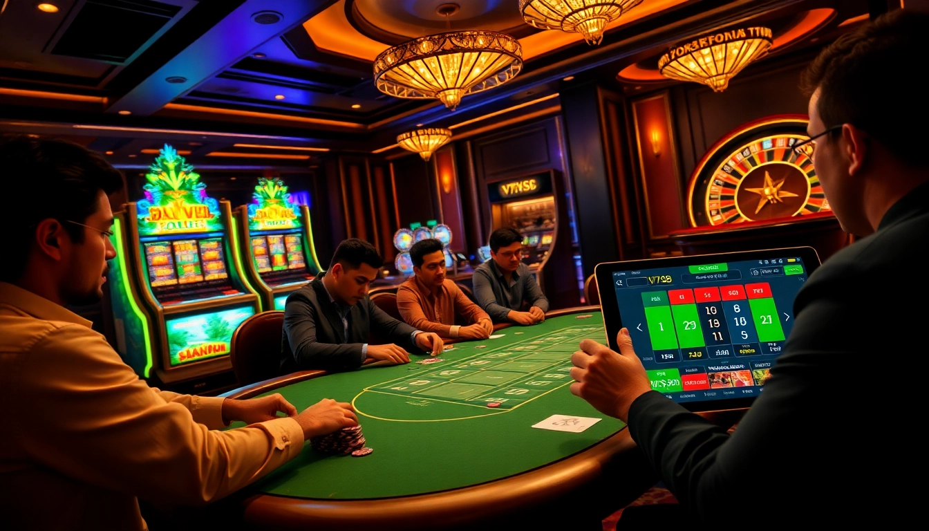 Experience the thrill of gaming at V7SB with vibrant poker tables and dynamic online interfaces.