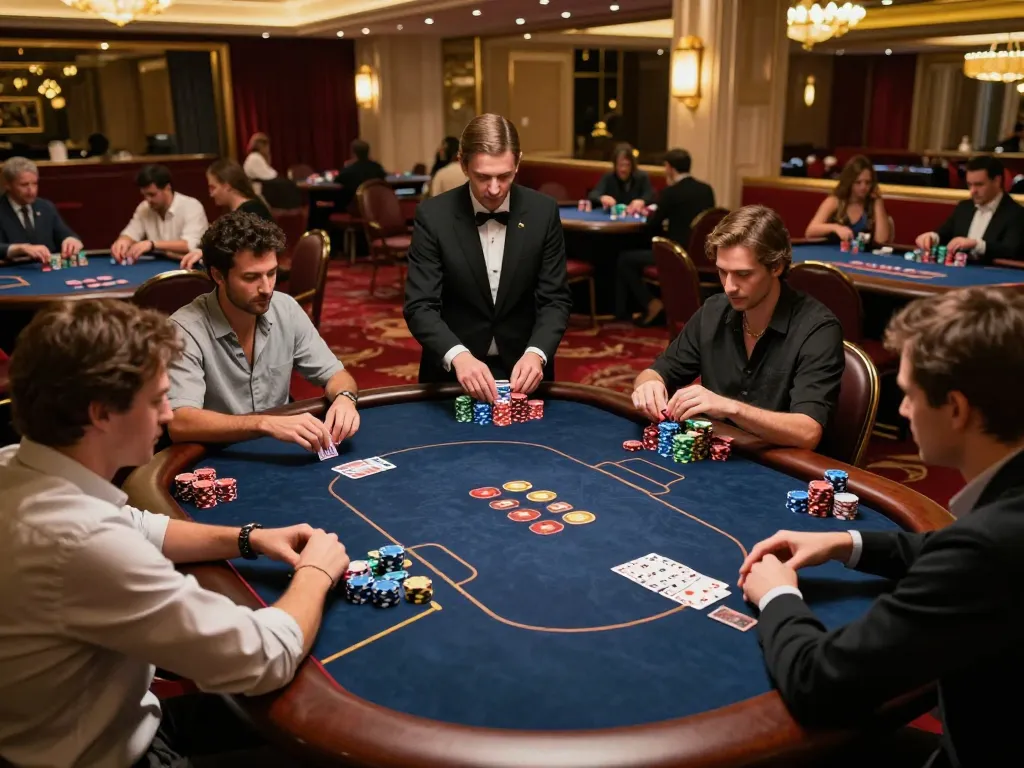 Boutiq Carts being enjoyed at an upscale poker table in a vibrant casino atmosphere.