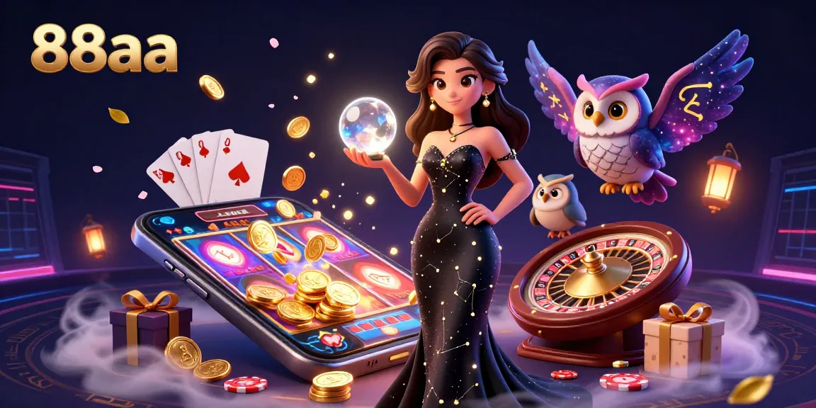 Engage with the vibrant world of 88aa online gambling featuring a mystical scene with a stylish woman and owl.