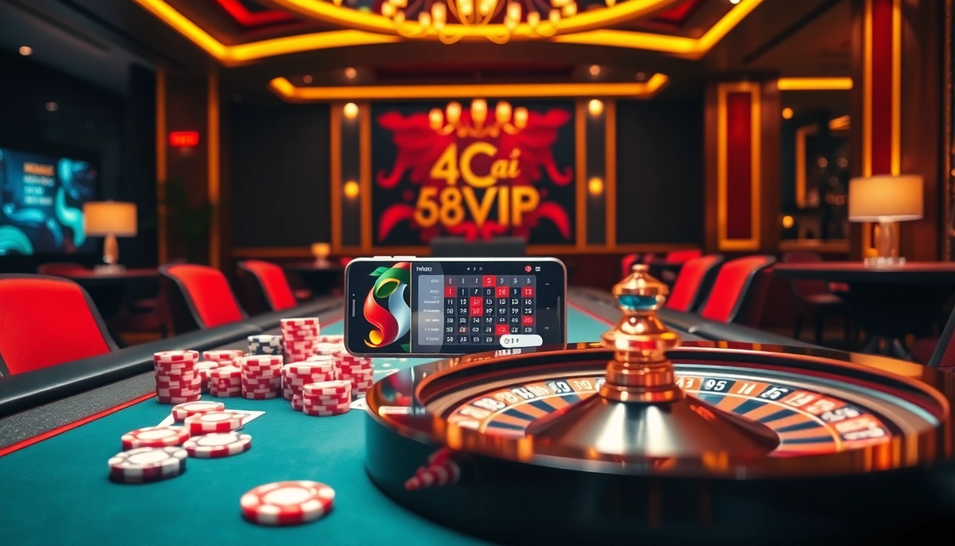 Experience the thrill at Nhà Cái 68VIP with a modern gaming table and vibrant poker chips.