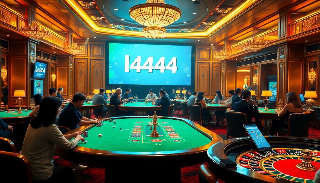 Engaging in thrilling gameplay at l444’s vibrant casino hub featuring poker and roulette.